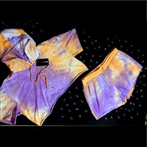Tie dye Two piece Short Set (Crop Top)